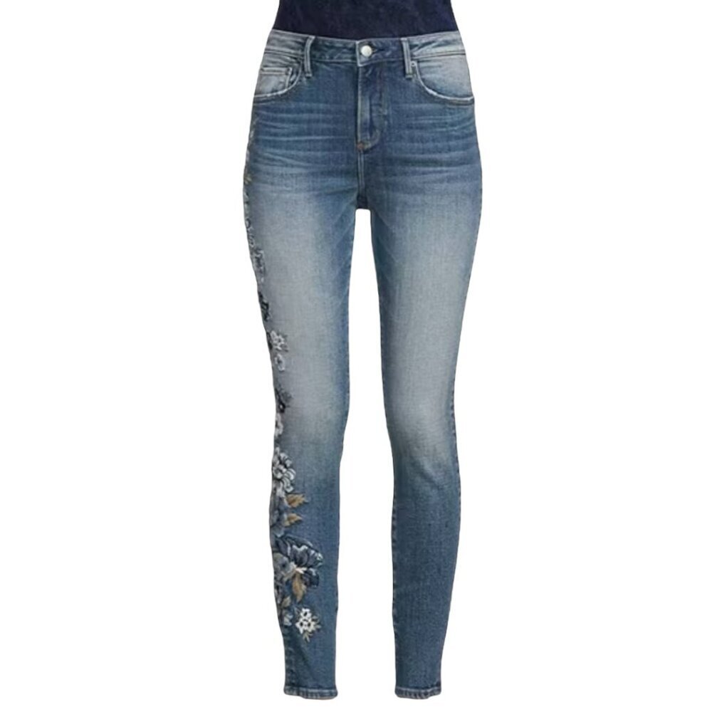 Driftwood X Bluebell Fleur Jackie Embroidered High Rise Skinny Jeans W25…
